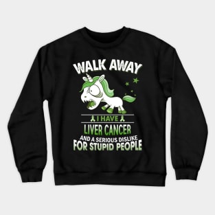 funny liver cancer grumpy unicorn warrior Crewneck Sweatshirt